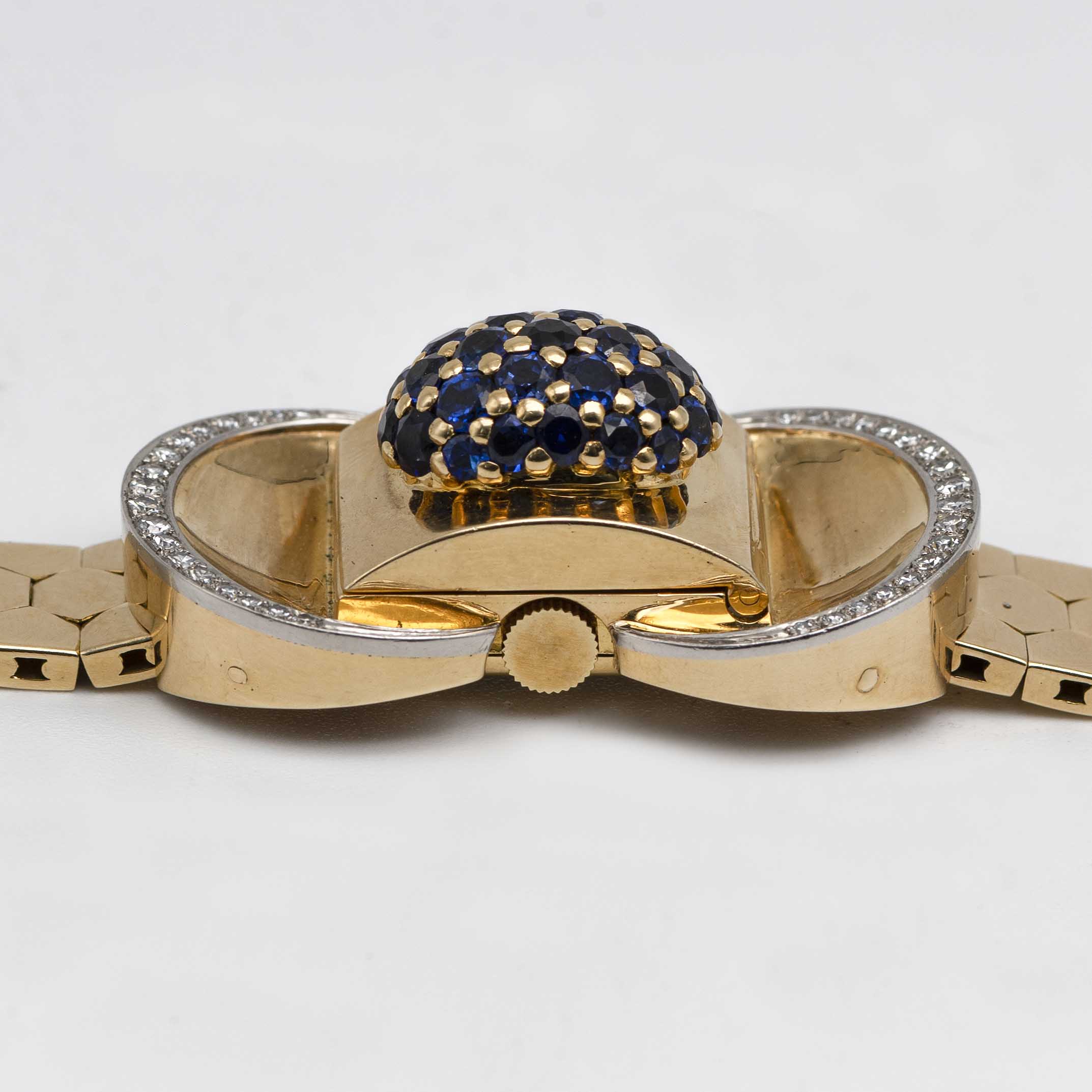 A FINE & RARE LADIES 18K SOLID GOLD, DIAMOND & SAPPHIRE ROLEX BRACELET WATCH CIRCA 1940s, REF. 602 - Image 12 of 14