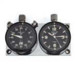 A RARE HEUER DOUBLE DASHBOARD SET CIRCA 1967, CONSISTING OF A MASTER TIME 8 DAYS TIMEPIECE & A 12
