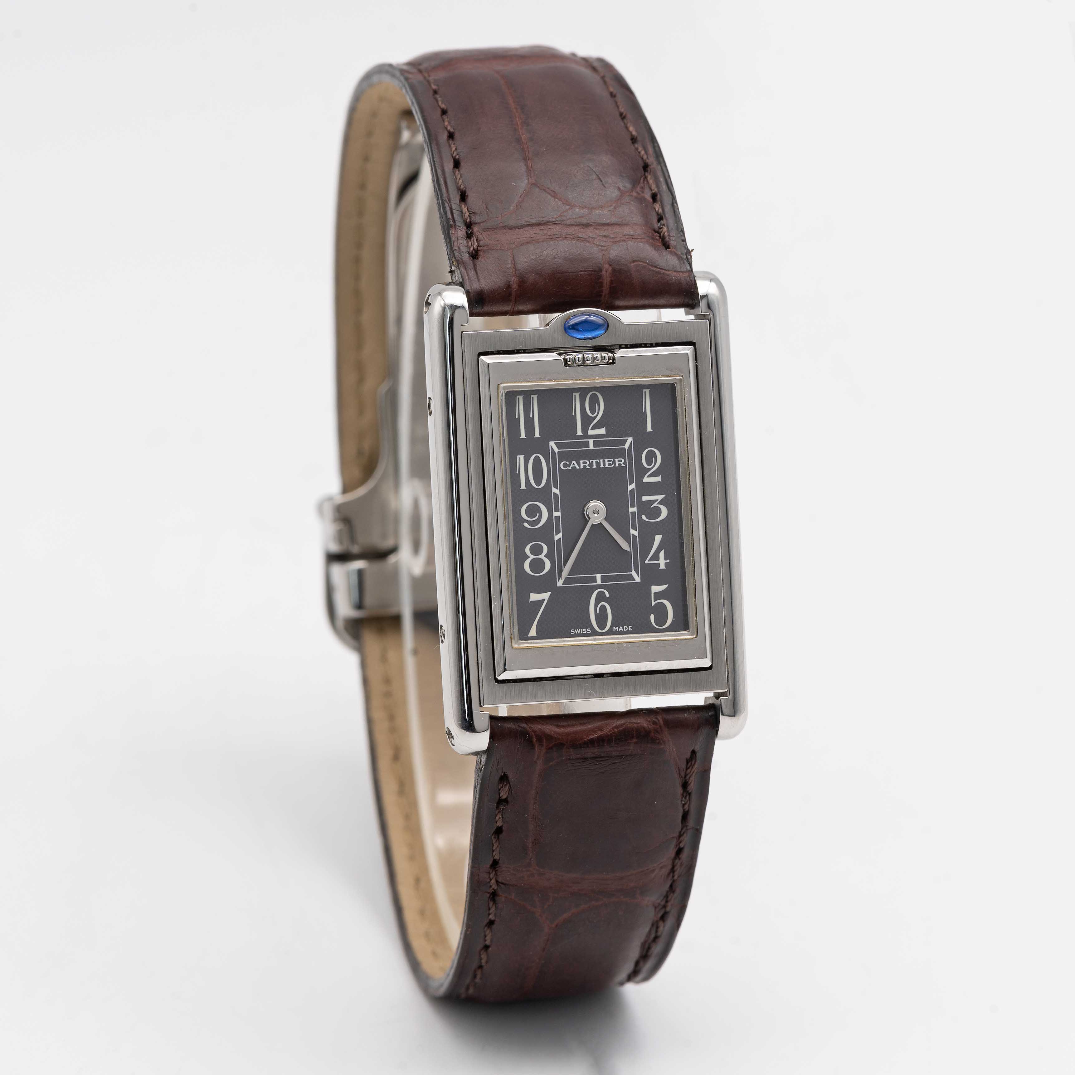 A GENTLEMAN'S SIZE STAINLESS STEEL CARTIER TANK BASCULANTE WRIST WATCH CIRCA 2000s, REF. 2405 WITH - Image 4 of 10