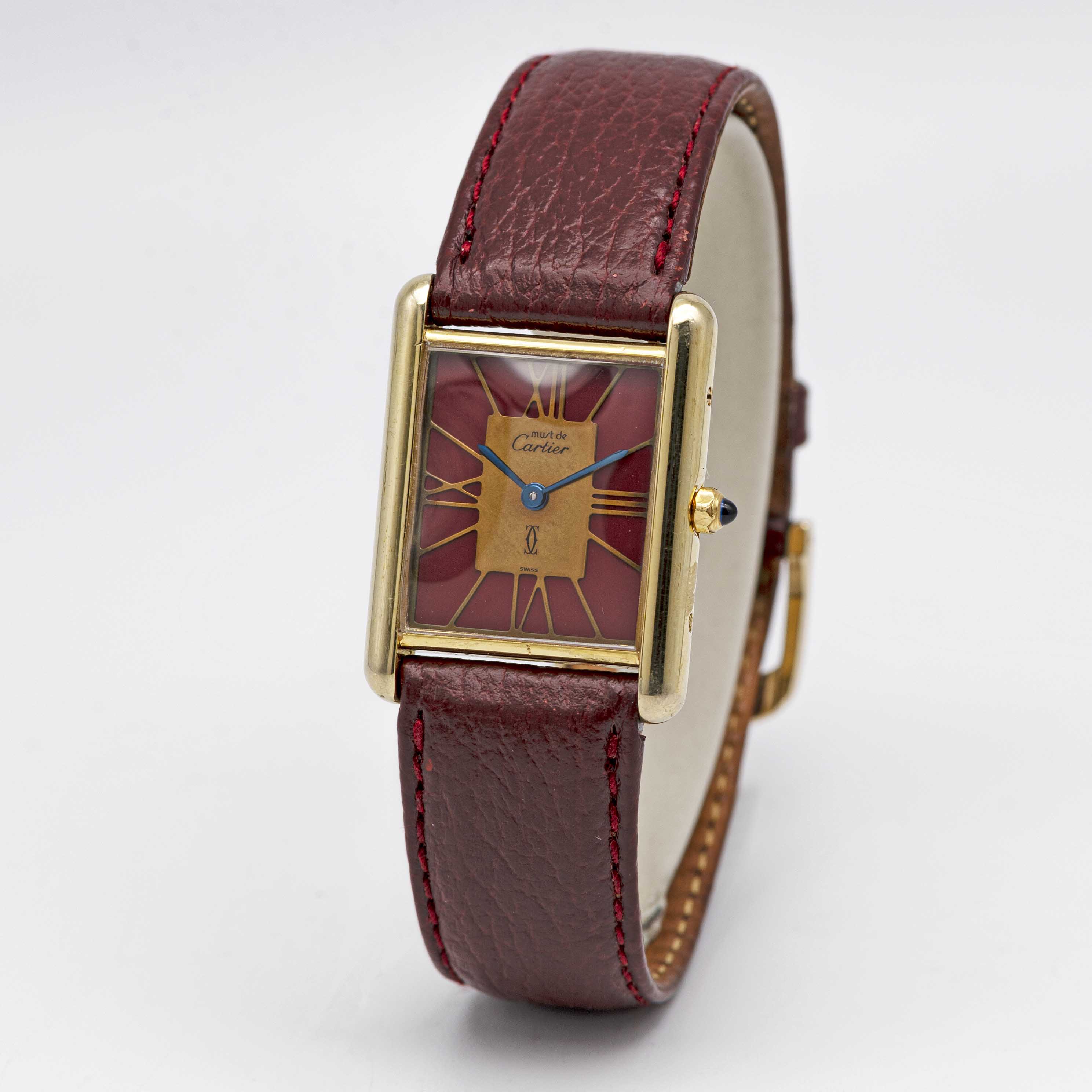 A SOLID SILVER GILT MUST DE CARTIER TANK WRIST WATCH CIRCA 1980s, REF. 55265 Movement: Quartz, - Image 2 of 6