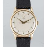 A GENTLEMAN'S GOLD PLATED OMEGA WRIST WATCH CIRCA 1952, REF. 2498-5 SC ORIGINALLY RETAILED BY TURLER