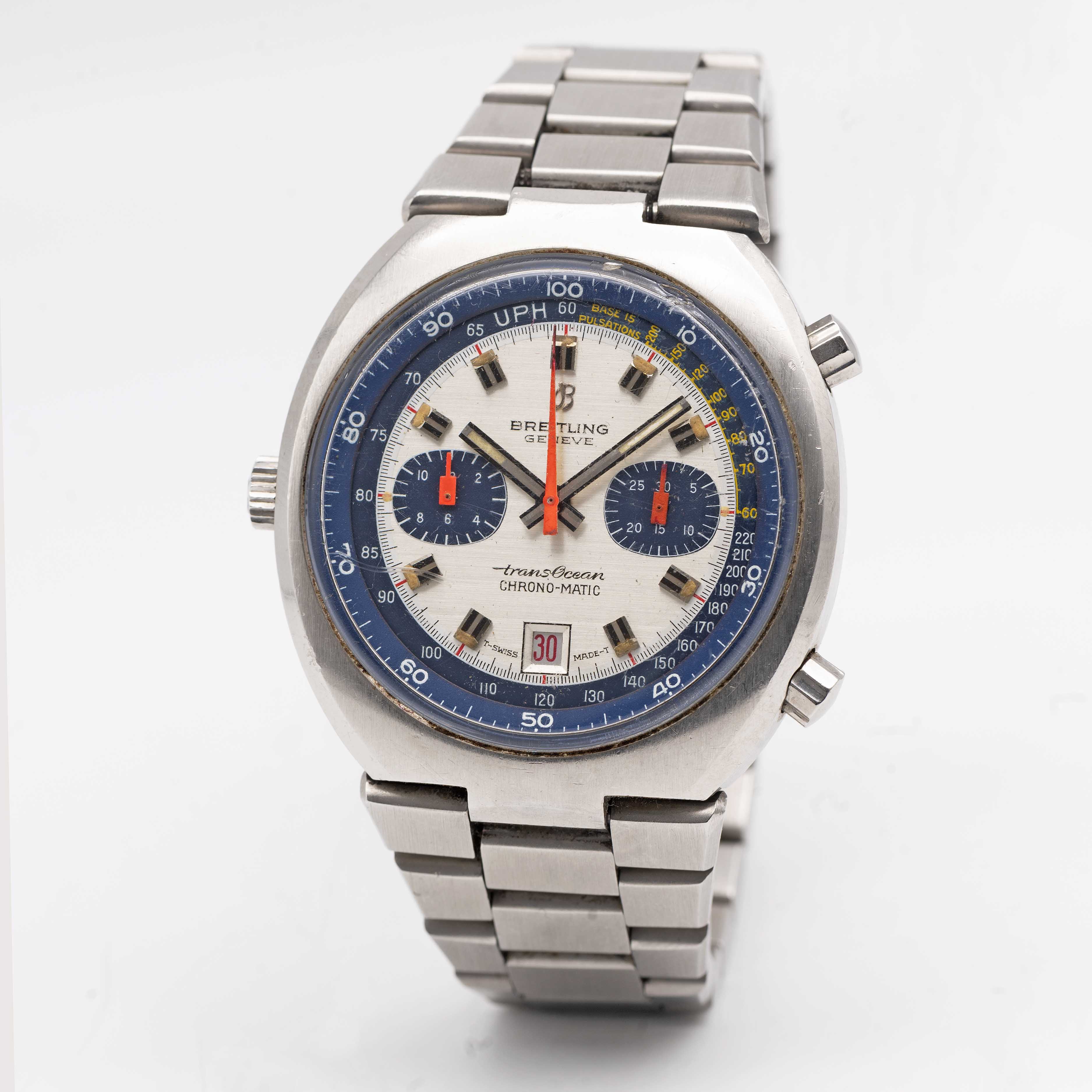 A GENTLEMAN'S STAINLESS STEEL BREITLING TRANSOCEAN CHRONO-MATIC CHRONOGRAPH BRACELET WATCH CIRCA - Image 3 of 9