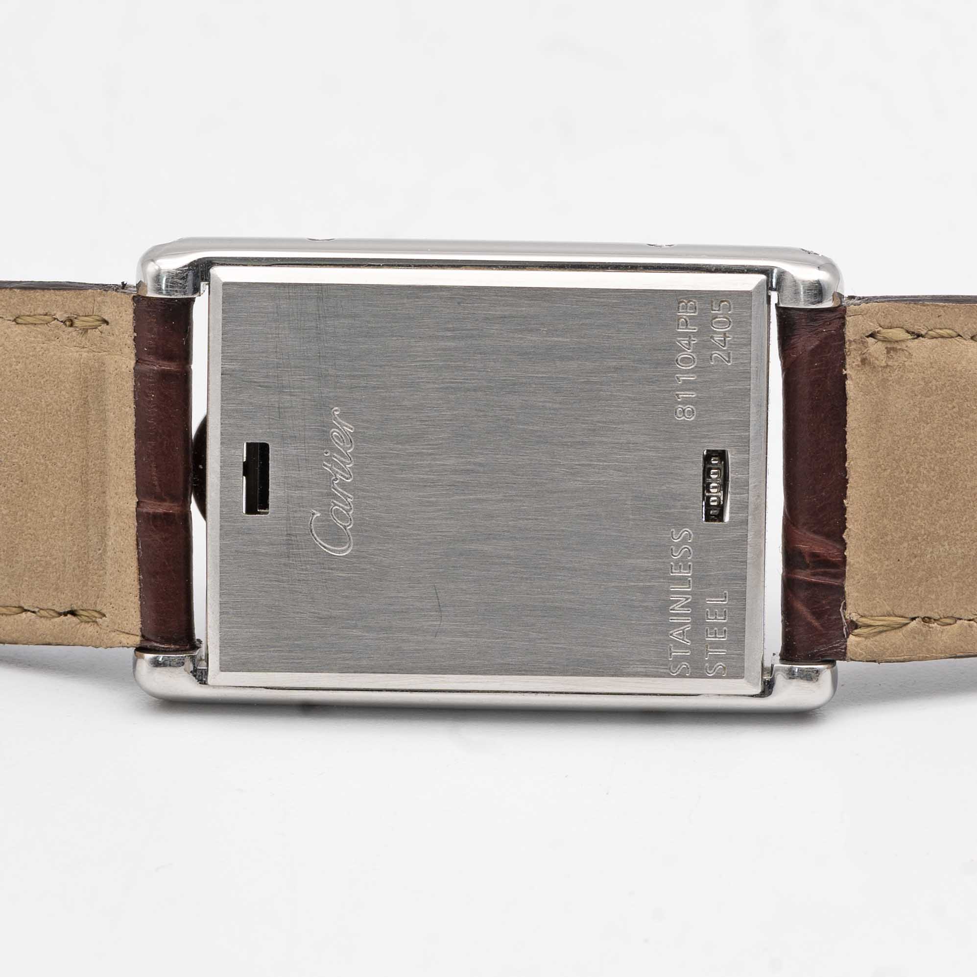 A GENTLEMAN'S SIZE STAINLESS STEEL CARTIER TANK BASCULANTE WRIST WATCH CIRCA 2000s, REF. 2405 WITH - Image 8 of 10