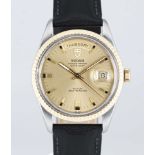 A GENTLEMAN'S STEEL & GOLD ROLEX TUDOR OYSTER PRINCE DATE DAY "JUMBO" WRIST WATCH CIRCA 1969, REF.