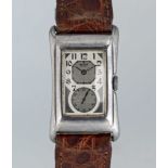 A GENTLEMAN'S SOLID SILVER ROLEX PRINCE BRANCARD WRIST WATCH CIRCA 1930, REF. 971U Movement: 15J,