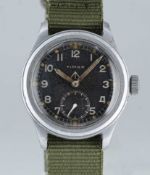 A GENTLEMAN'S STAINLESS STEEL BRITISH MILITARY TIMOR W.W.W. WRIST WATCH CIRCA 1945, PART OF THE "