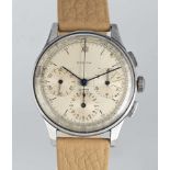 A GENTLEMAN'S LARGE SIZE STAINLESS STEEL ZENITH COMPAX CHRONOGRAPH WRIST WATCH CIRCA 1950s, REF.