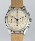A GENTLEMAN'S LARGE SIZE STAINLESS STEEL ZENITH COMPAX CHRONOGRAPH WRIST WATCH CIRCA 1950s, REF.