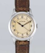 A GENTLEMAN'S STAINLESS STEEL LECOULTRE WRIST WATCH CIRCA 1940 Movement: 17J, manual wind, cal