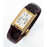 A RARE GENTLEMAN'S SIZE 18K SOLID GOLD & DIAMOND CARTIER PARIS BASCULANTE WRIST WATCH CIRCA