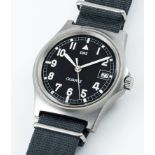 A VERY RARE GENTLEMAN'S STAINLESS STEEL BRITISH MILITARY CWC "NON LUME" NAVIGATOR WRIST WATCH