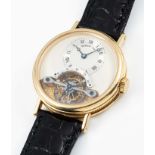 A FINE & RARE GENTLEMAN'S 18K SOLID GOLD BREGUET GRAND COMPLICATIONS TOURBILLON WRIST WATCH CIRCA