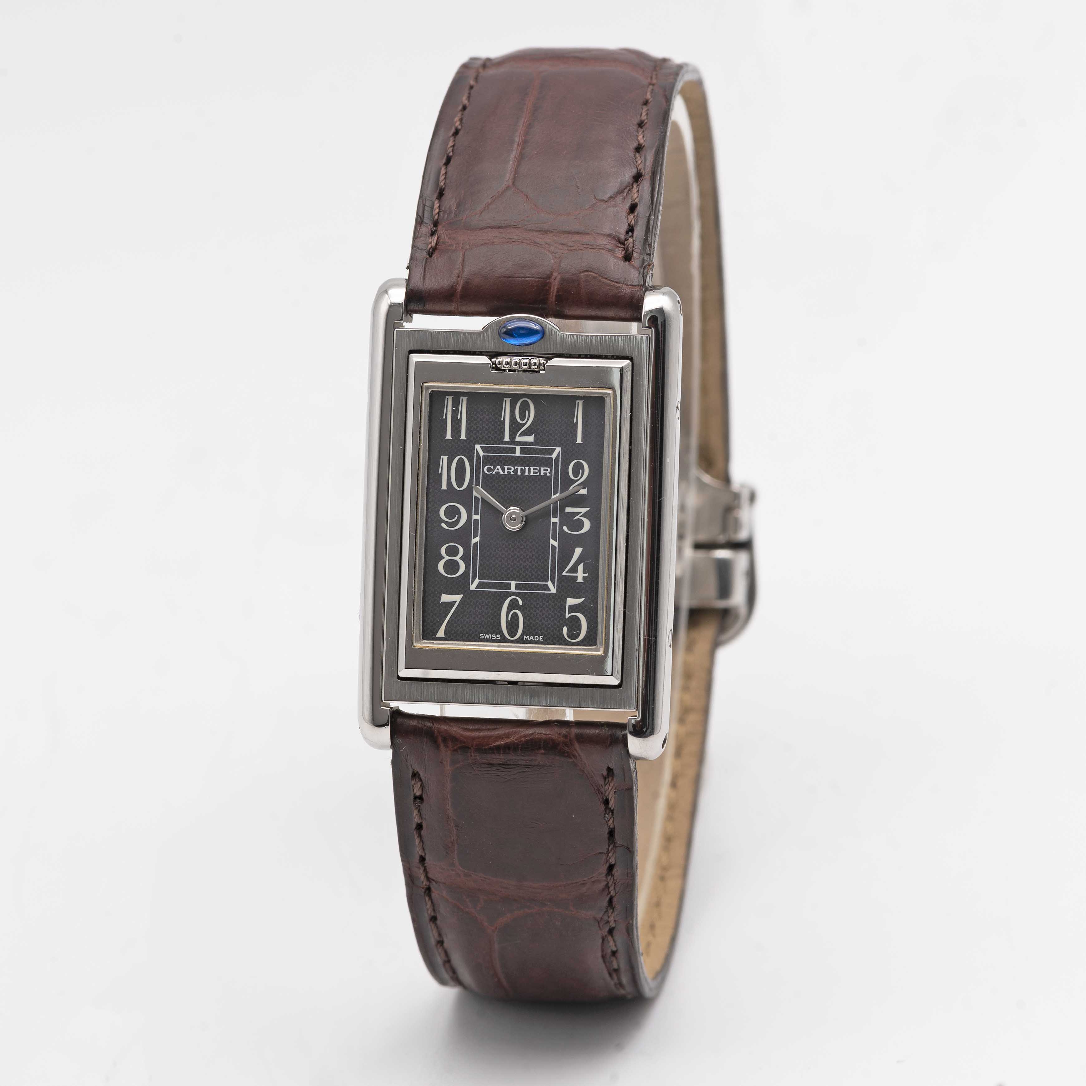 A GENTLEMAN'S SIZE STAINLESS STEEL CARTIER TANK BASCULANTE WRIST WATCH CIRCA 2000s, REF. 2405 WITH - Image 3 of 10