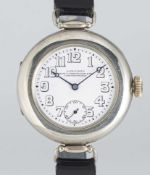 A RARE GENTLEMAN'S LARGE SIZE NICKLE CASED LONGINES WRIST WATCH CIRCA 1915, MADE FOR THE TURKISH