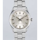 A GENTLEMAN'S STAINLESS STEEL ROLEX OYSTER PERPETUAL AIR KING PRECISION BRACELET WATCH DATED 1972,