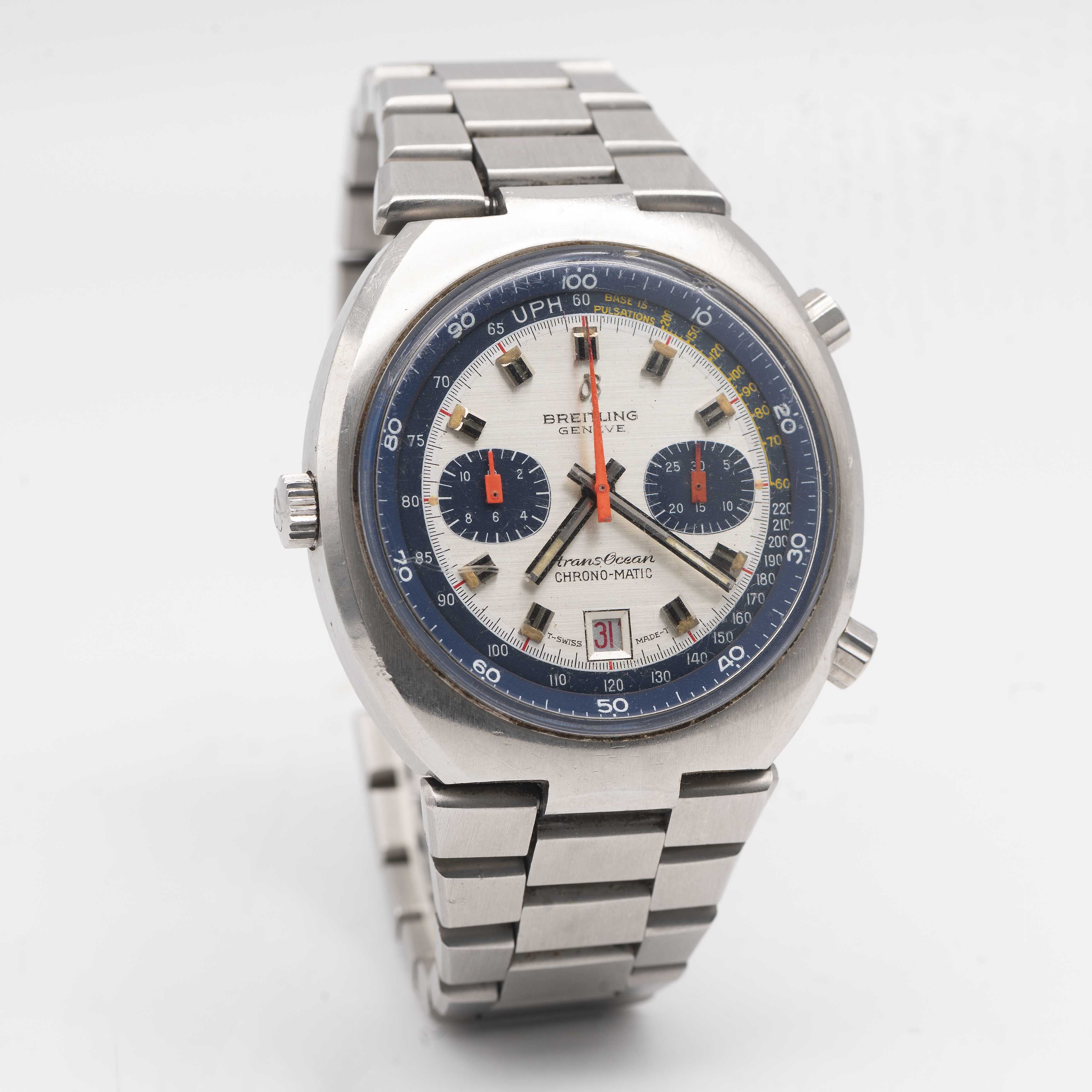 A GENTLEMAN'S STAINLESS STEEL BREITLING TRANSOCEAN CHRONO-MATIC CHRONOGRAPH BRACELET WATCH CIRCA - Image 4 of 9