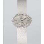 A FINE LADIES 18K SOLID WHITE GOLD & DIAMOND ROLEX ORCHID BRACELET WATCH CIRCA 1975, REF. 2674 2