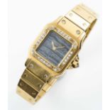 A FINE LADIES 18K SOLID GOLD & DIAMOND CARTIER SANTOS CARREE BRACELET WATCH CIRCA 1990s, WITH