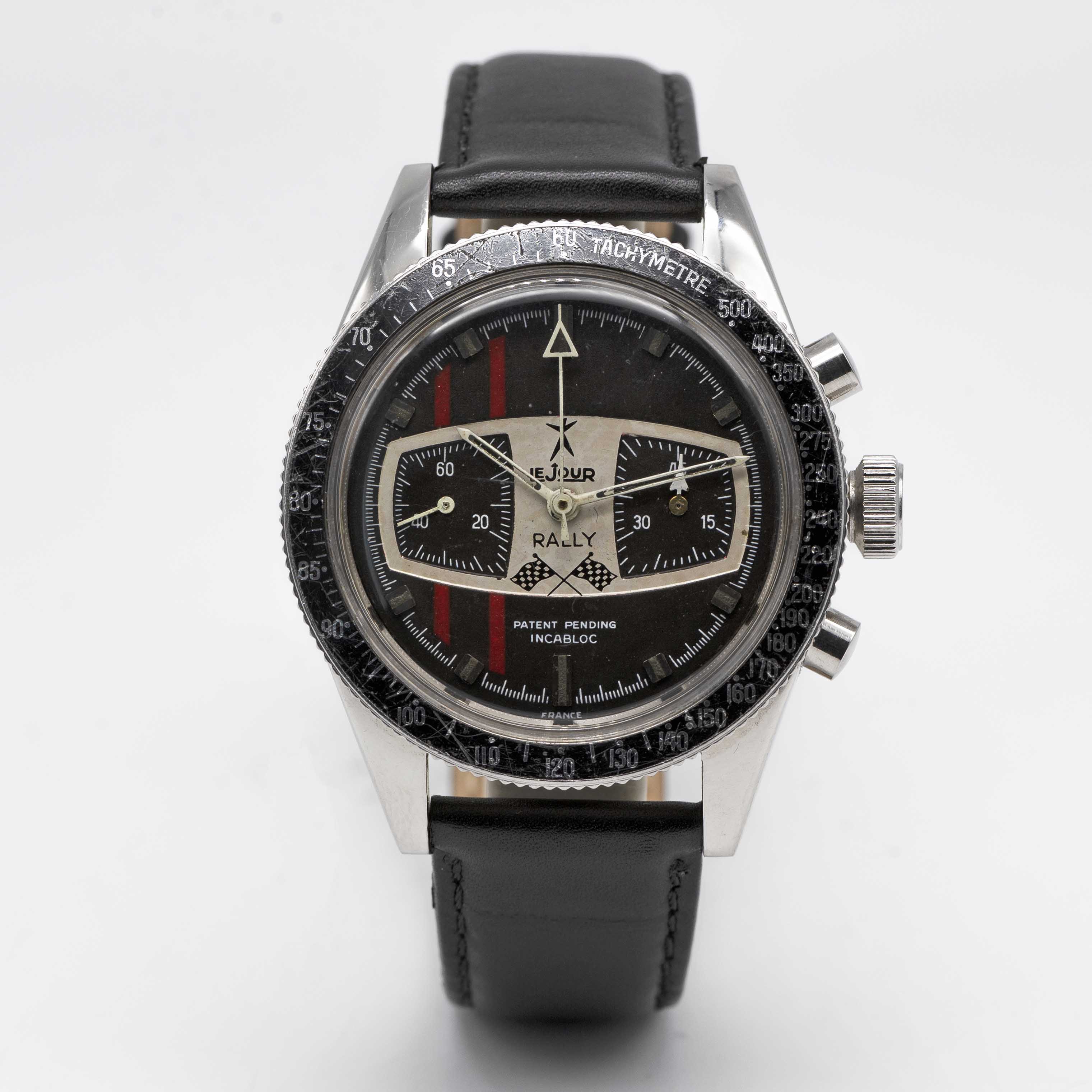 A GENTLEMAN'S STAINLESS STEEL LEJOUR RALLY CHRONOGRAPH WRIST WATCH CIRCA 1969 Movement: 17J, - Image 2 of 8