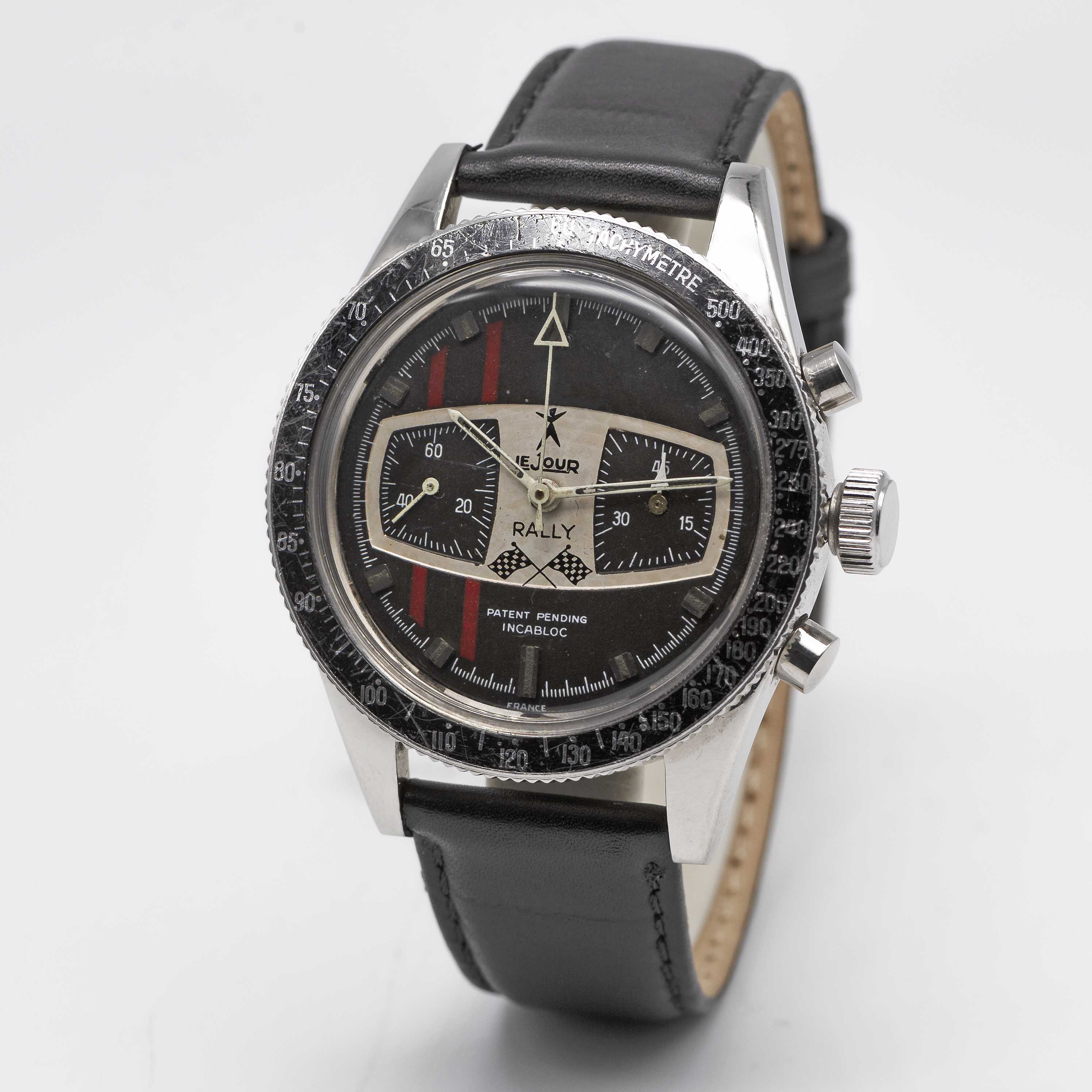 A GENTLEMAN'S STAINLESS STEEL LEJOUR RALLY CHRONOGRAPH WRIST WATCH CIRCA 1969 Movement: 17J, - Image 3 of 8