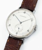 A RARE GENTLEMAN'S LARGE SIZE STAINLESS STEEL LONGINES WRIST WATCH DATED 1942, REF. 22097 WITH TWO