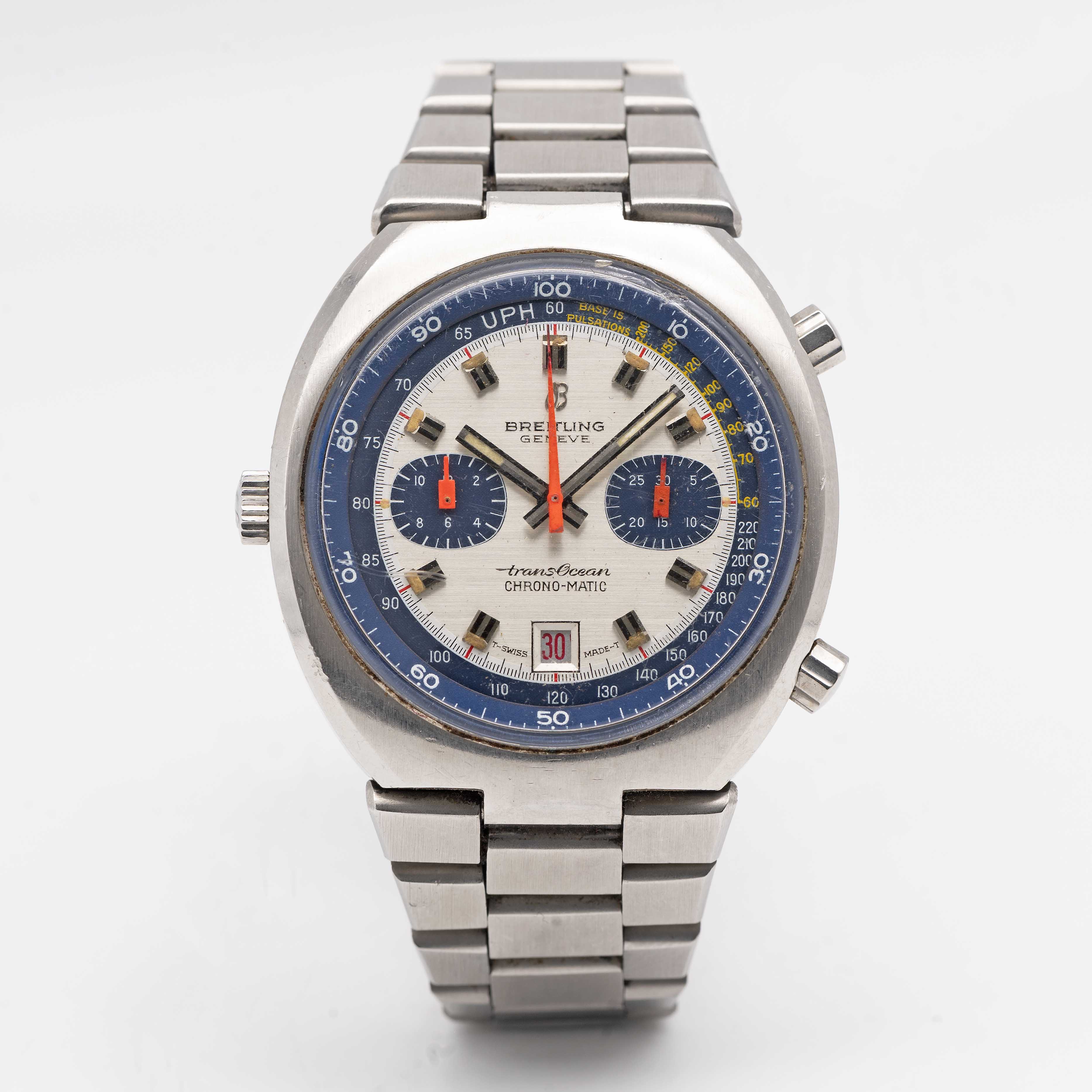 A GENTLEMAN'S STAINLESS STEEL BREITLING TRANSOCEAN CHRONO-MATIC CHRONOGRAPH BRACELET WATCH CIRCA - Image 2 of 9