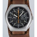 A GENTLEMAN'S STAINLESS STEEL GERMAN MILITARY TUTIMA BUND AUTOMATIC CHRONOGRAPH WRIST WATCH CIRCA