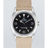 A GENTLEMAN'S STAINLESS STEEL ROLEX OYSTER PERPETUAL EXPLORER WRIST WATCH CIRCA 2003, REF. 114270