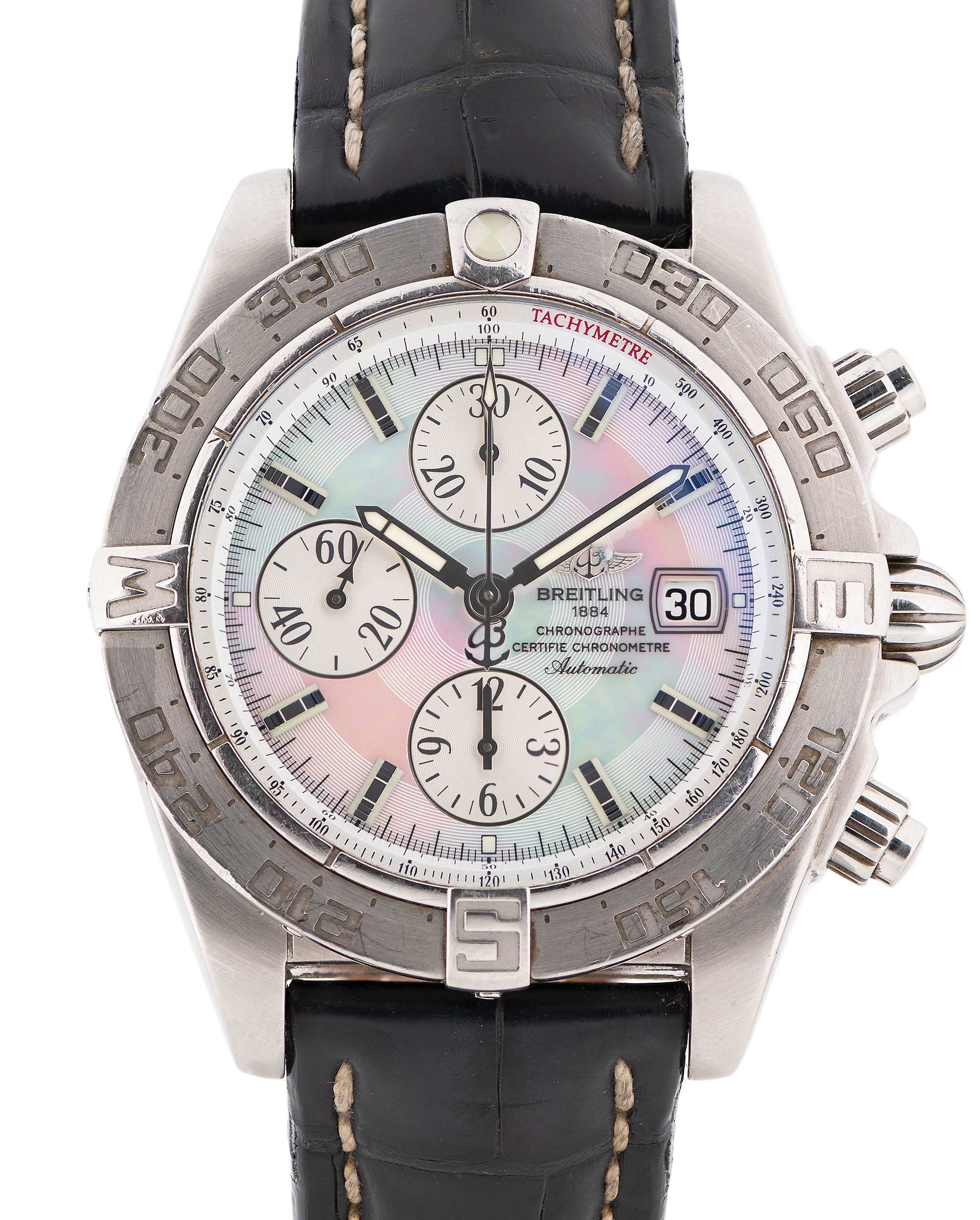 A GENTLEMAN'S STAINLESS STEEL BREITLING GALACTIC 44 CHRONOGRAPH II WRIST WATCH DATED 2011, REF.