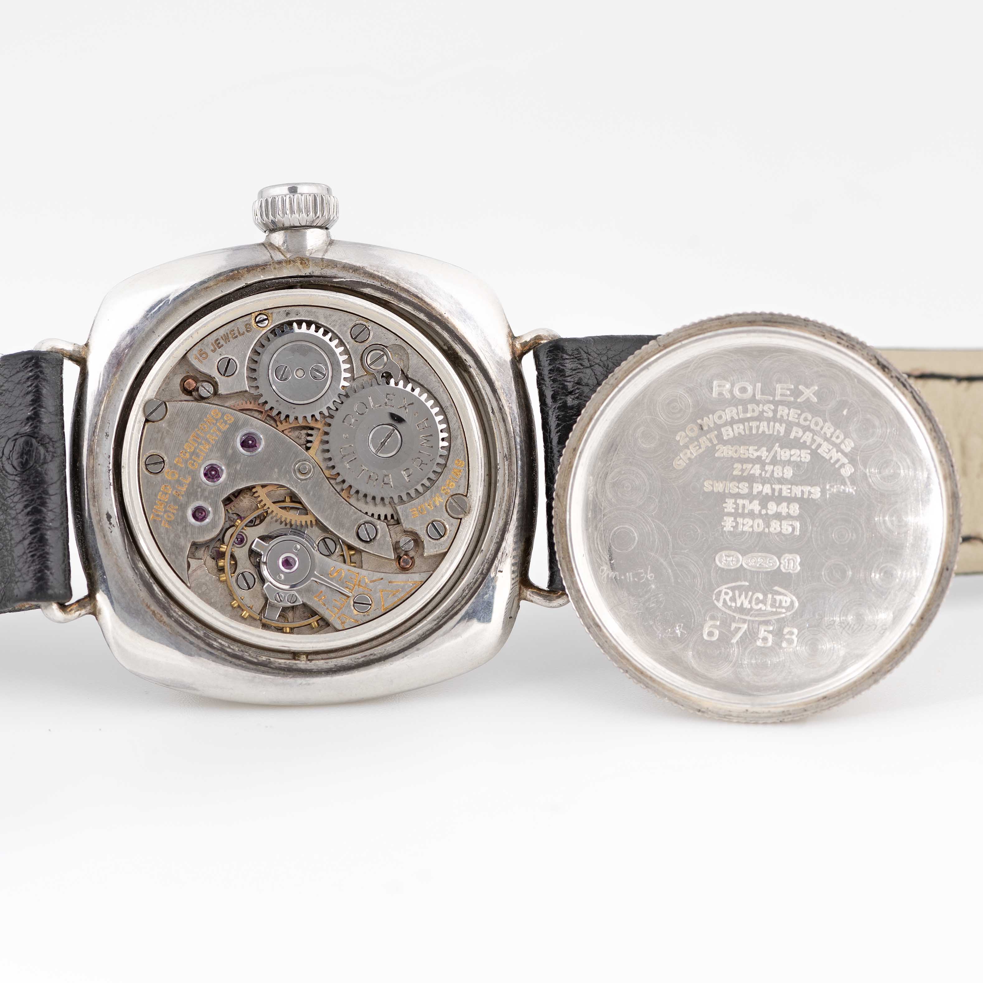 A GENTLEMAN'S SIZE SOLID SILVER ROLEX OYSTER 'CUSHION' WRIST WATCH CIRCA 1931, REF. 6753 Movement: - Image 8 of 10