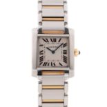 A MIDSIZE STAINLESS STEEL & GOLD CARTIER TANK FRANCAISE BRACELET WATCH DATED 1997, REF. 2301