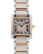 A MIDSIZE STAINLESS STEEL & GOLD CARTIER TANK FRANCAISE BRACELET WATCH DATED 1997, REF. 2301