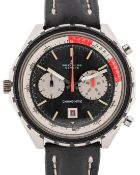 A RARE GENTLEMAN'S STAINLESS STEEL BREITLING CHRONO-MATIC CO PILOT CHRONOGRAPH WRIST WATCH CIRCA