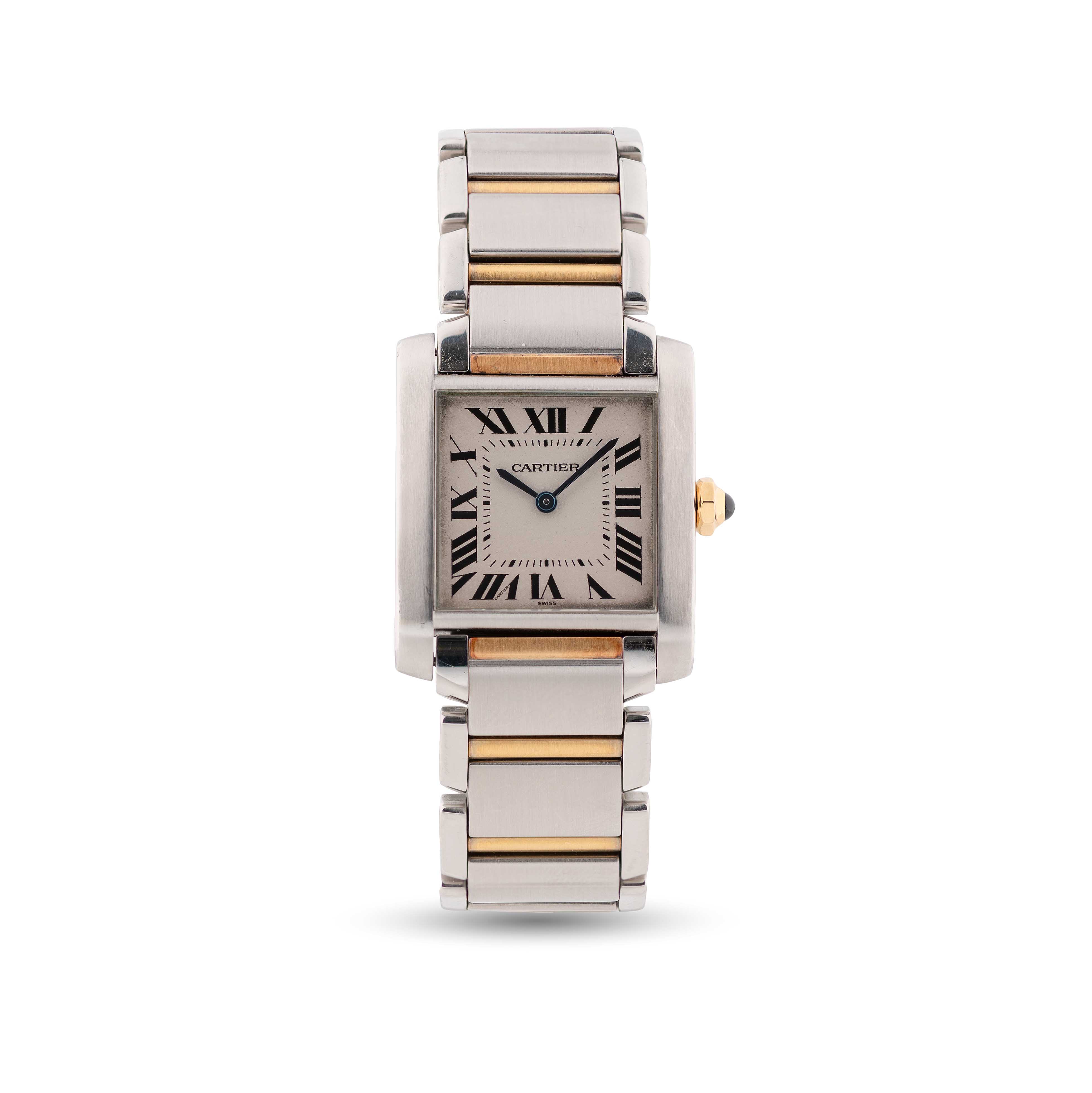 A MIDSIZE STAINLESS STEEL & GOLD CARTIER TANK FRANCAISE BRACELET WATCH DATED 1997, REF. 2301 - Image 2 of 2