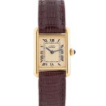 A LADIES SOLID SILVER GILT MUST DE CARTIER TANK VERMIL WRIST WATCH CIRCA 1990, REF. 1613 Movement: