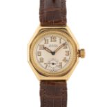 A GENTLEMAN'S SIZE 18K SOLID GOLD ROLEX OYSTER OCTAGONAL WRIST WATCH CIRCA 1930 Movement: 15J,