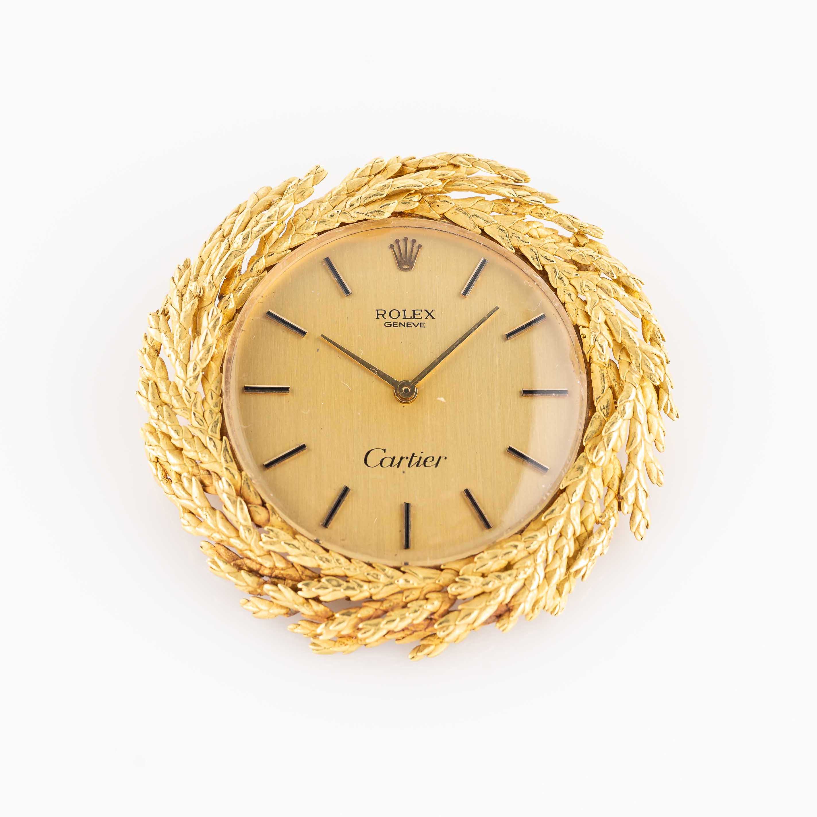 A RARE SOLID GOLD ROLEX BROACH WATCH CIRCA 1970s, ORIGINALLY RETAILED BY CARTIER WITH CO-SIGNED - Image 5 of 13