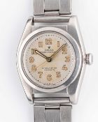 A RARE GENTLEMAN'S STAINLESS STEEL ROLEX OYSTER PERPETUAL CHRONOMETER "BUBBLE BACK" BRACELET WATCH