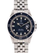 A STAINLESS STEEL TUDOR PRINCE OYSTERDATE MINI SUB BRACELET WATCH CIRCA 1992, REF. 73090 WITH BLUE