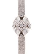 A FINE LADIES 18K SOLID WHITE GOLD & DIAMOND ROLEX PRECISION BRACELET WATCH CIRCA 1960s Movement: