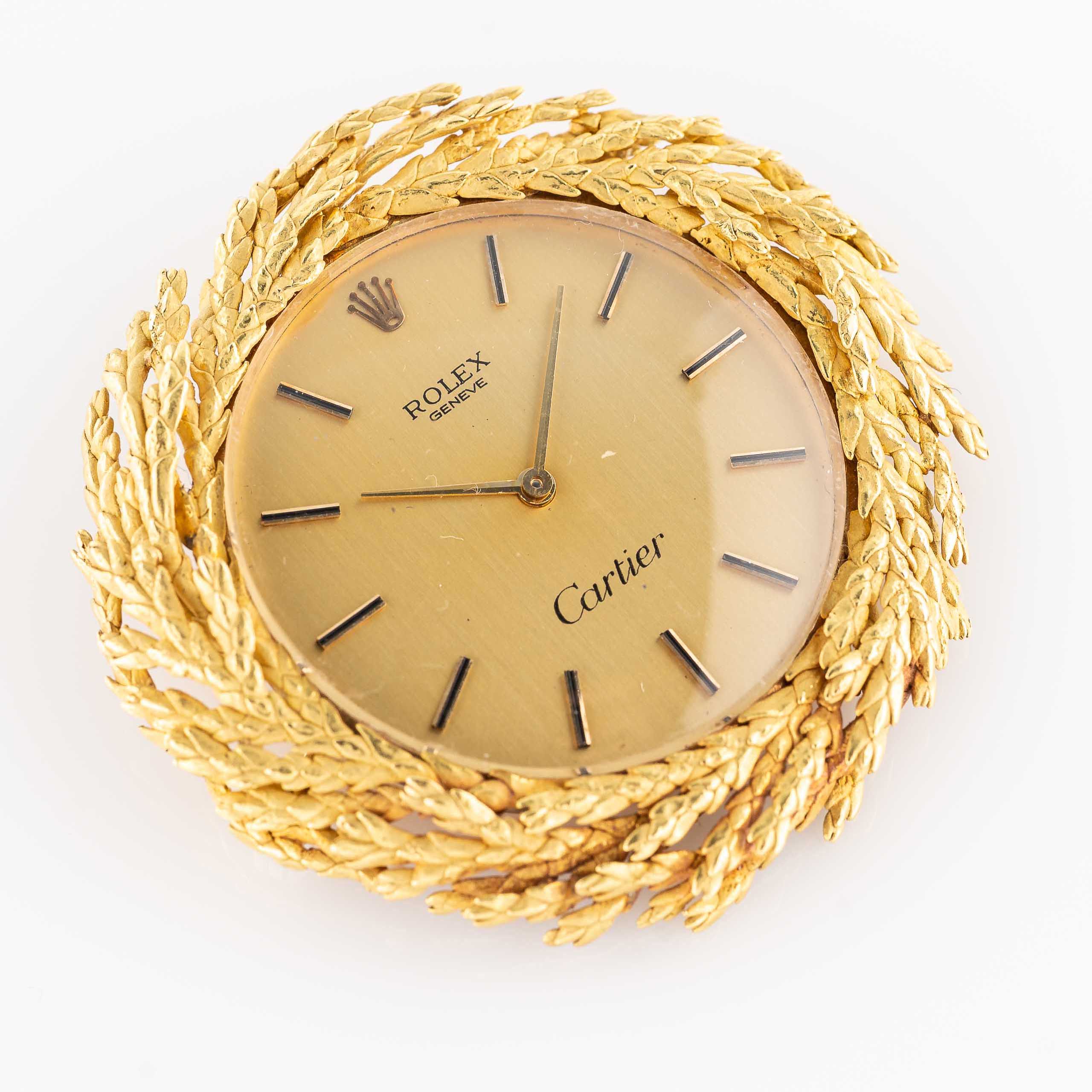 A RARE SOLID GOLD ROLEX BROACH WATCH CIRCA 1970s, ORIGINALLY RETAILED BY CARTIER WITH CO-SIGNED - Image 7 of 13