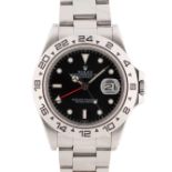 A GENTLEMAN'S STAINLESS STEEL ROLEX OYSTER PERPETUAL DATE EXPLORER II BRACELET WATCH CIRCA 1984,