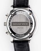 A RARE GENTLEMAN'S STAINLESS STEEL IWC PORTUGUESE "MIAMI VICE" AUTOMATIC CHRONOGRAPH WRIST WATCH