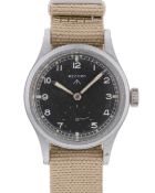 A GENTLEMAN'S BRITISH MILITARY RECORD W.W.W. WRIST WATCH CIRCA 1945, PART OF THE "DIRTY DOZEN", WITH