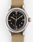 A VERY RARE GENTLEMAN'S STAINLESS STEEL BRITISH MILITARY IWC MARK 11 RAF PILOTS WRSIT WATCH DATED