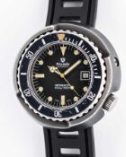 A RARE GENTLEMAN'S STAINLESS STEEL NIVADA GRENCHEN "TUNA CAN" SCUBAPRO DEPTHMASTER 500M DIVERS WRIST