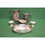Six pieces of Blue Star Line silver plate to comprise: bread basket, gravy boat, two ice cream