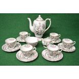 Old English Grosvenor china teaset having Indian Tree pattern to comprise: teapot, milk jug, sugar