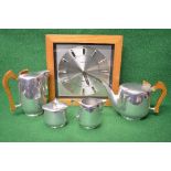 Four piece Picquot ware teaset to comprise: coffee pot, teapot, milk jug and sugar bowl together