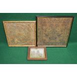 Two floral needleworks in glazed frames - 18.75" x 19.75" and 22.5" x 21.75" together with one other